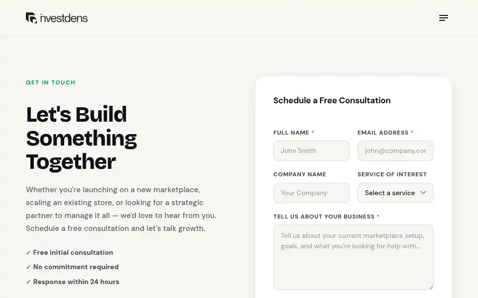 Screenshot of investdens.com