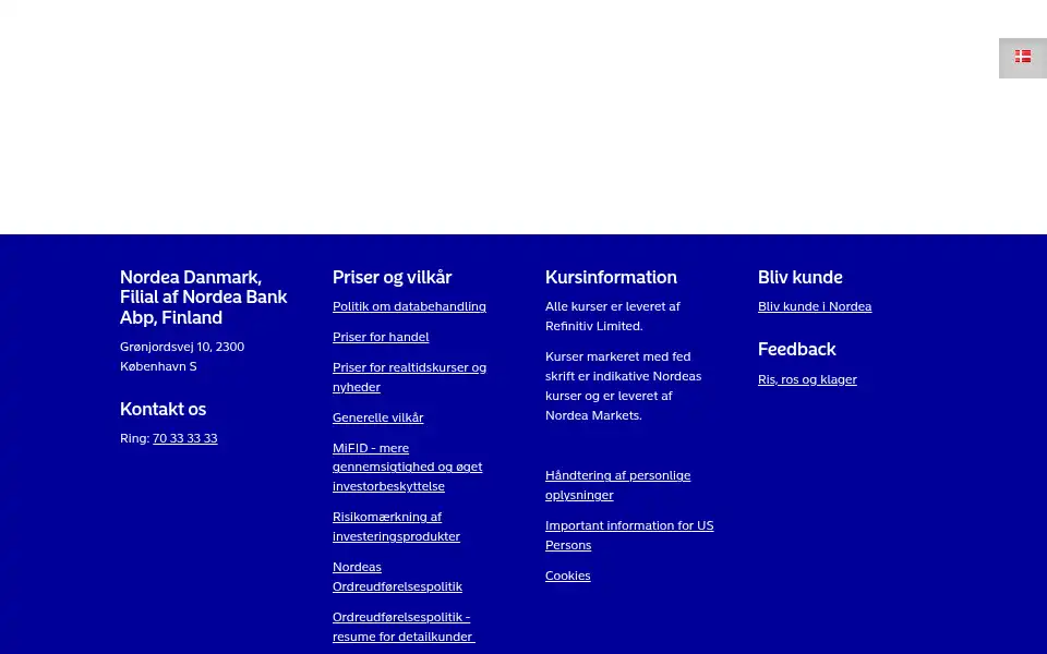 Screenshot of investor.nordea.dk