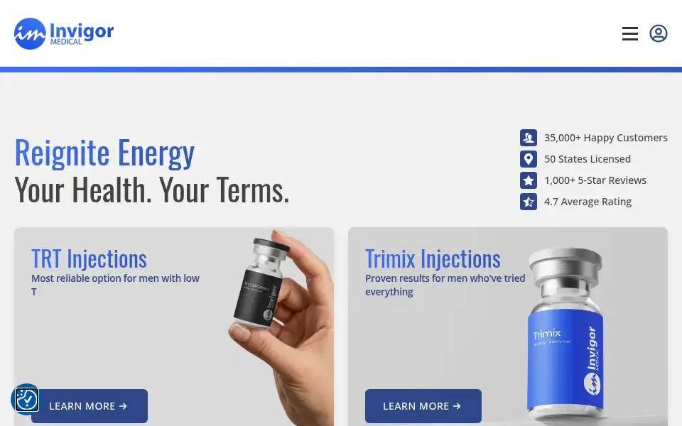 Screenshot of invigormedical.com