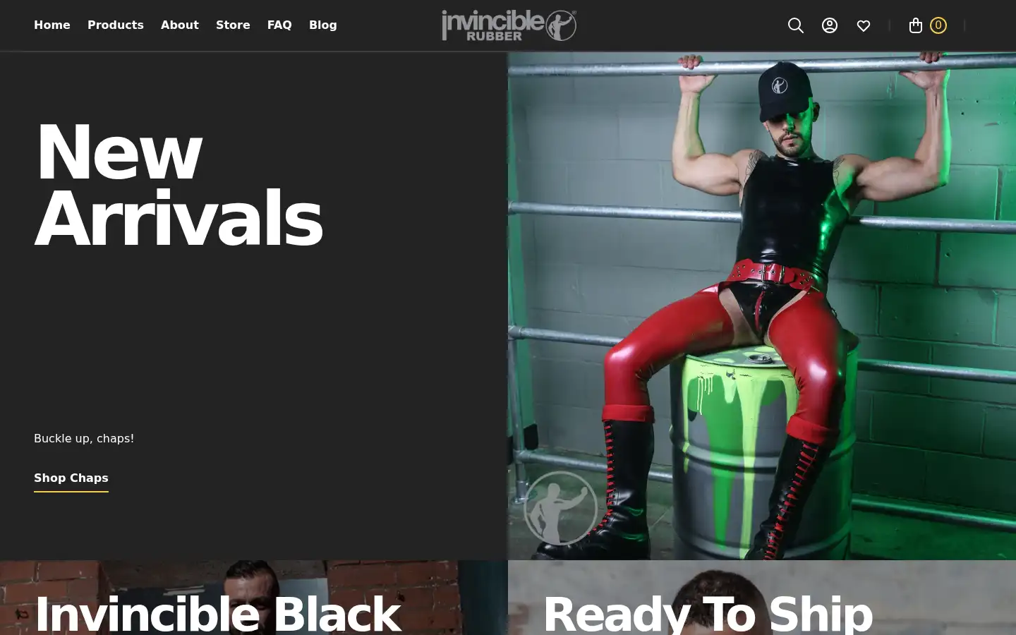 Screenshot of invinciblerubber.com