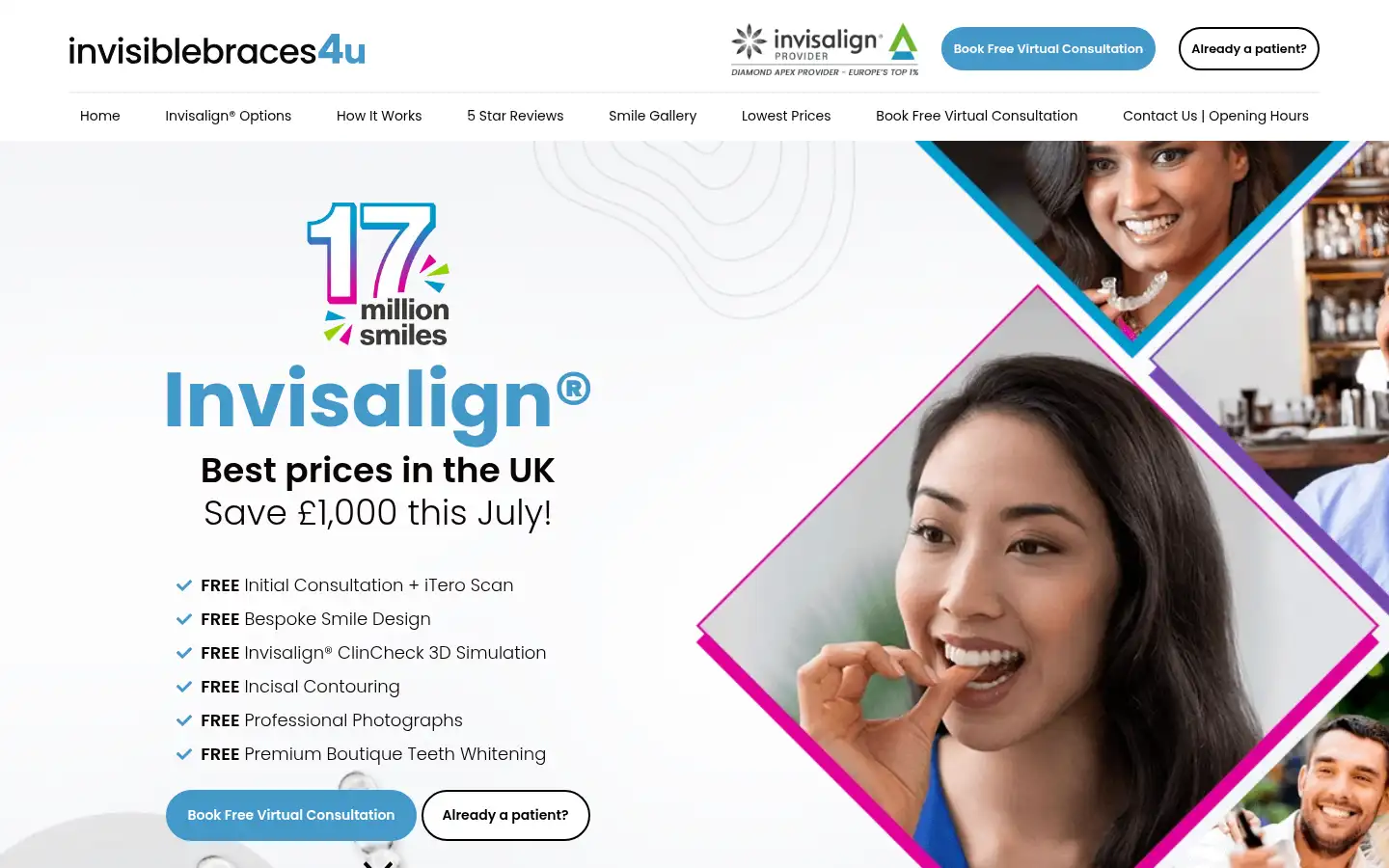 Screenshot of invisiblebraces4u.co.uk