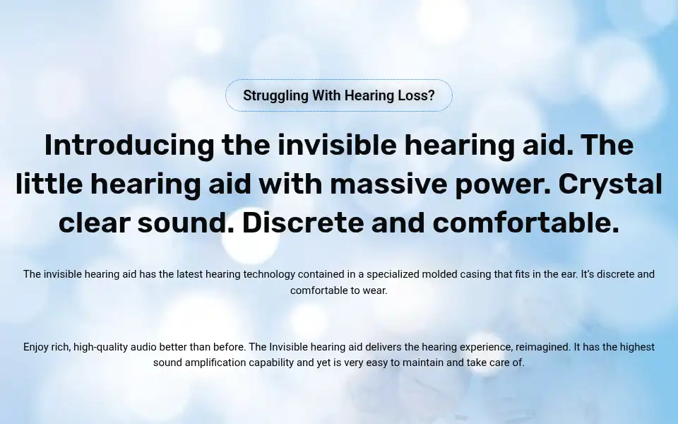 Screenshot of invisiblehearingaid.co.uk