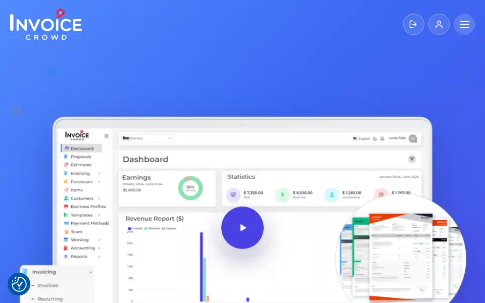 Screenshot of invoicecrowd.com