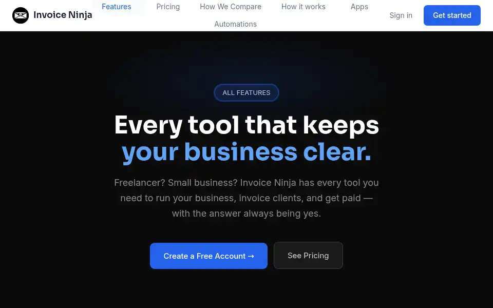 Screenshot of invoiceninja.com
