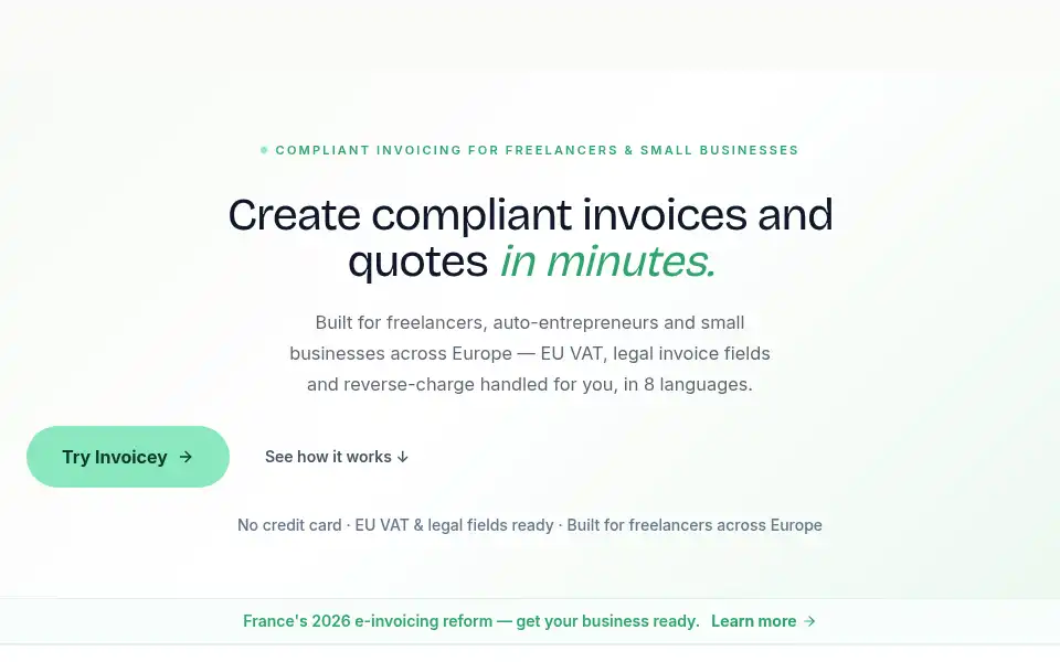 Screenshot of invoicey.io