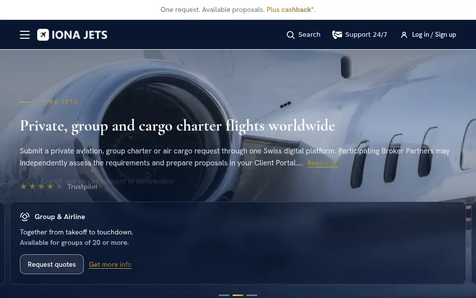 Screenshot of ionajets.com
