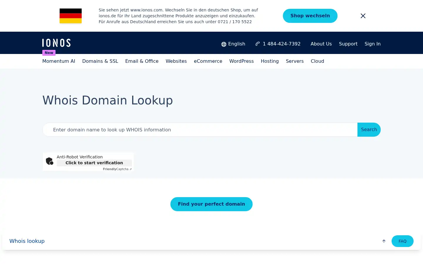Screenshot of ionos.com