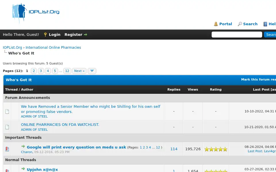 Screenshot of ioplist.org