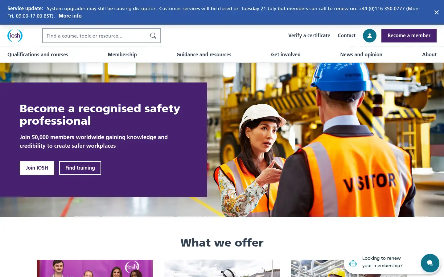 Screenshot of iosh.com