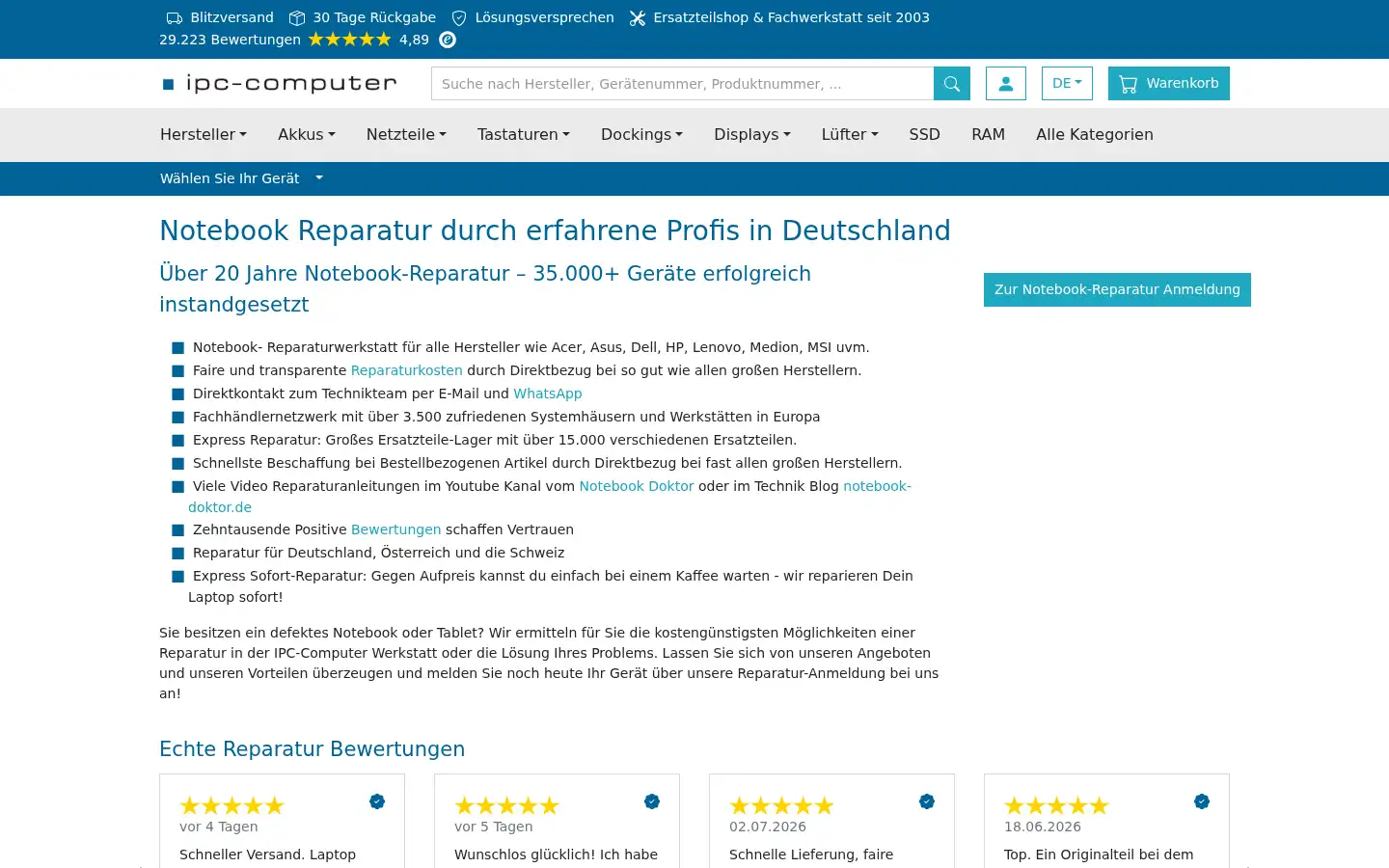 Screenshot of ipc-computer.de
