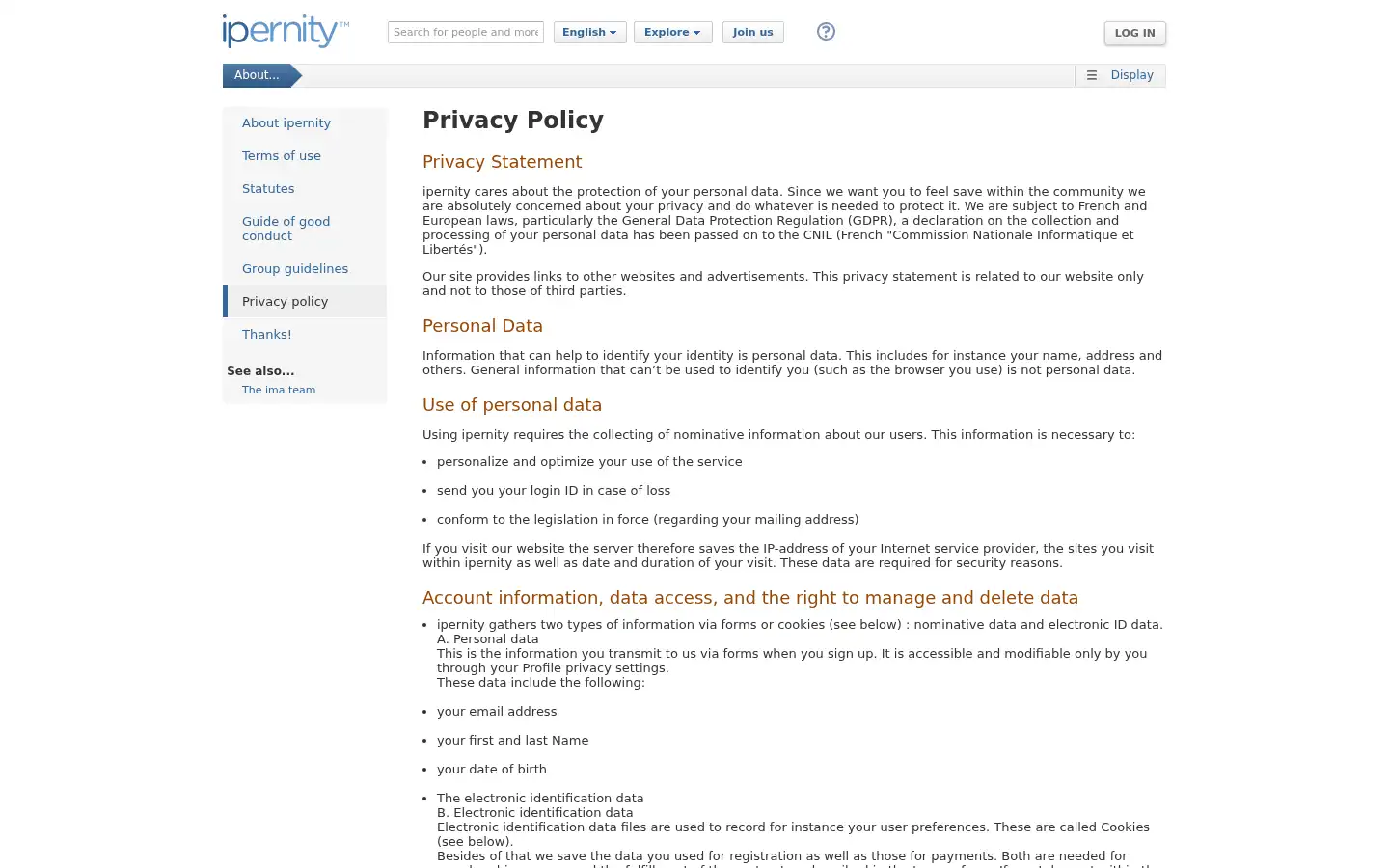 Screenshot of ipernity.com