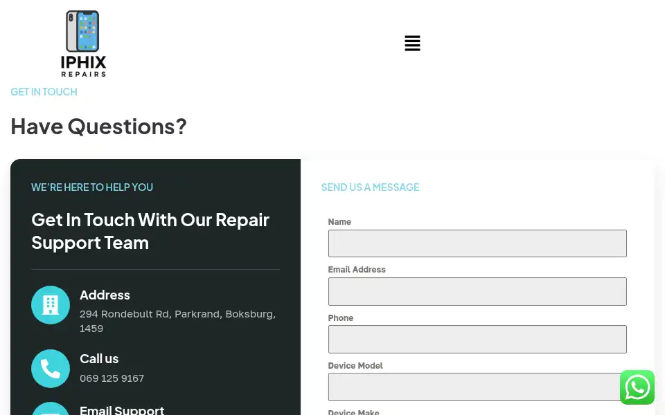 Screenshot of iphixrepairs.co.za