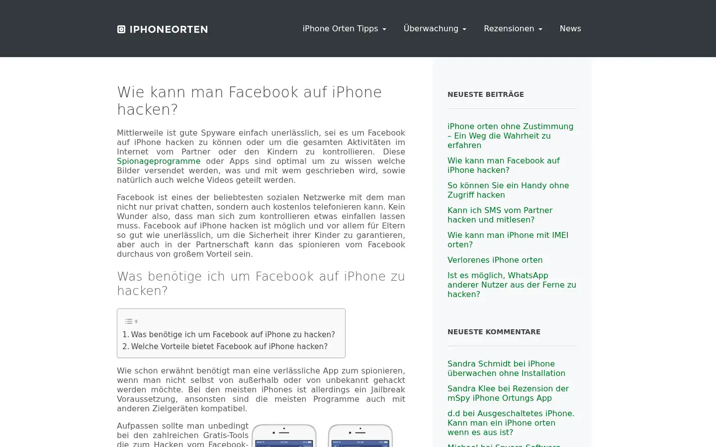 Screenshot of iphoneorten.de