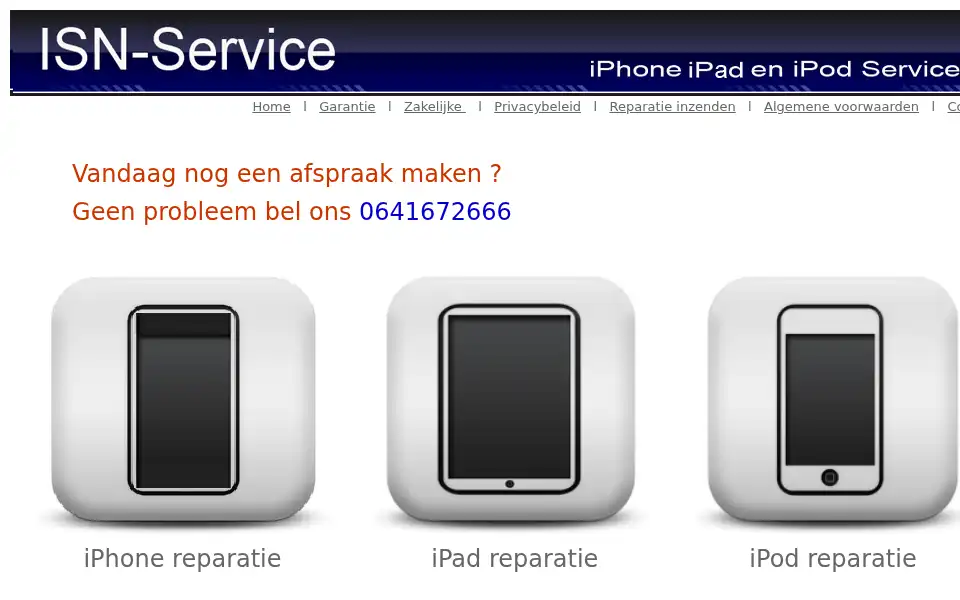 Screenshot of ipod-service.nl