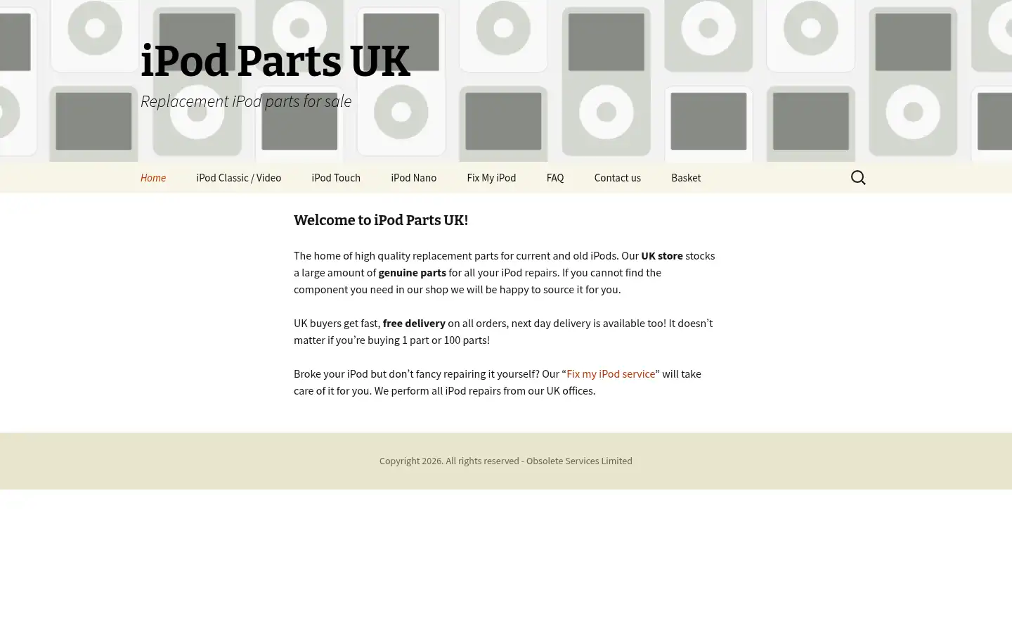 Screenshot of ipodparts.co.uk