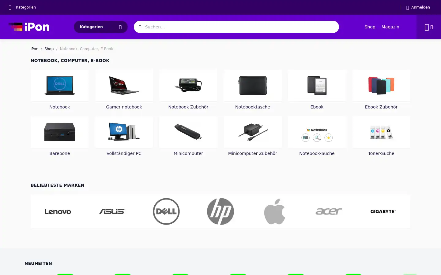 Screenshot of iponshop.de