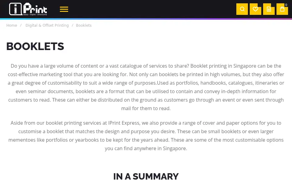 Screenshot of iprint.sg
