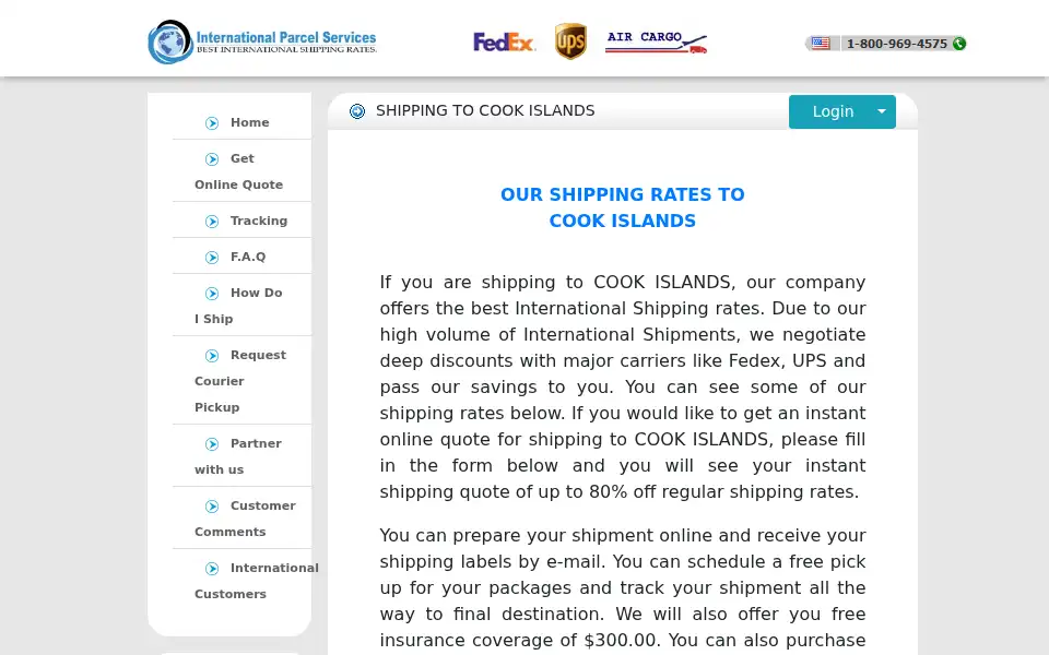 Screenshot of ipsparcel.com