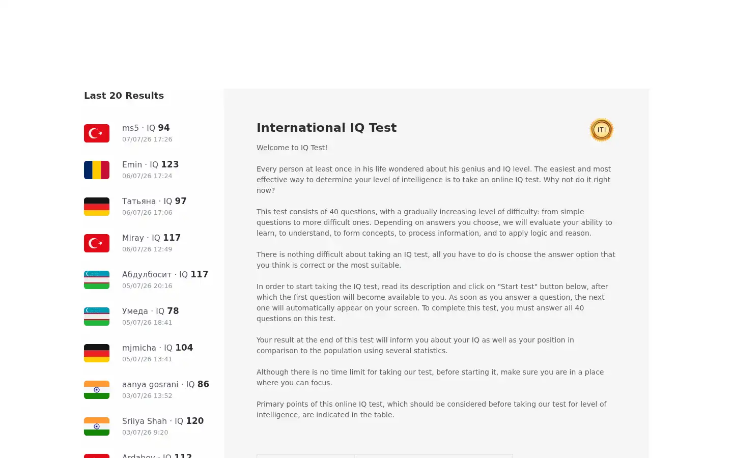 Screenshot of iq-test-international.org