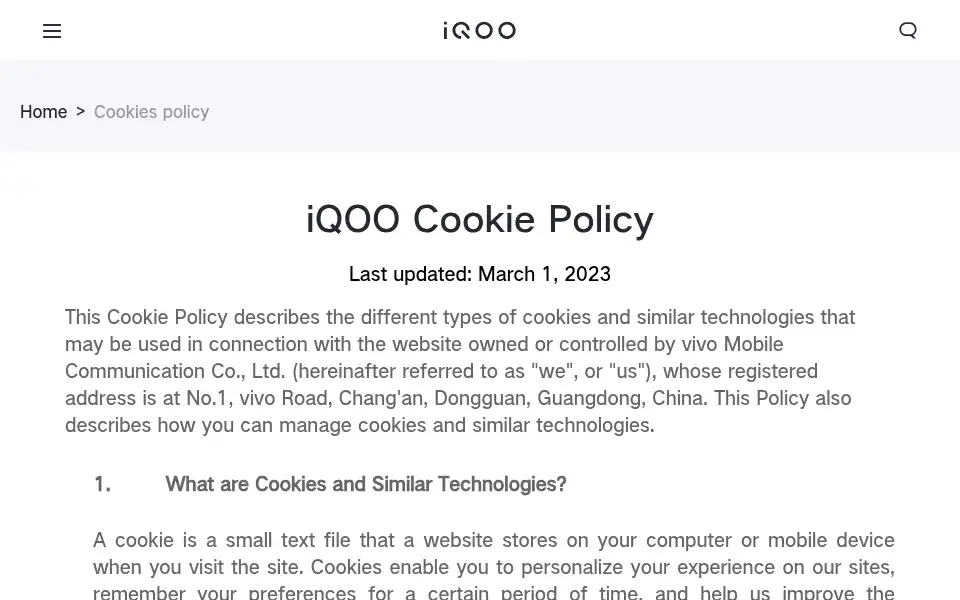 Screenshot of iqoo.com