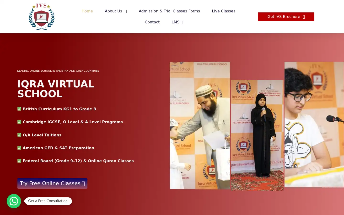 Screenshot of iqravirtualschool.com