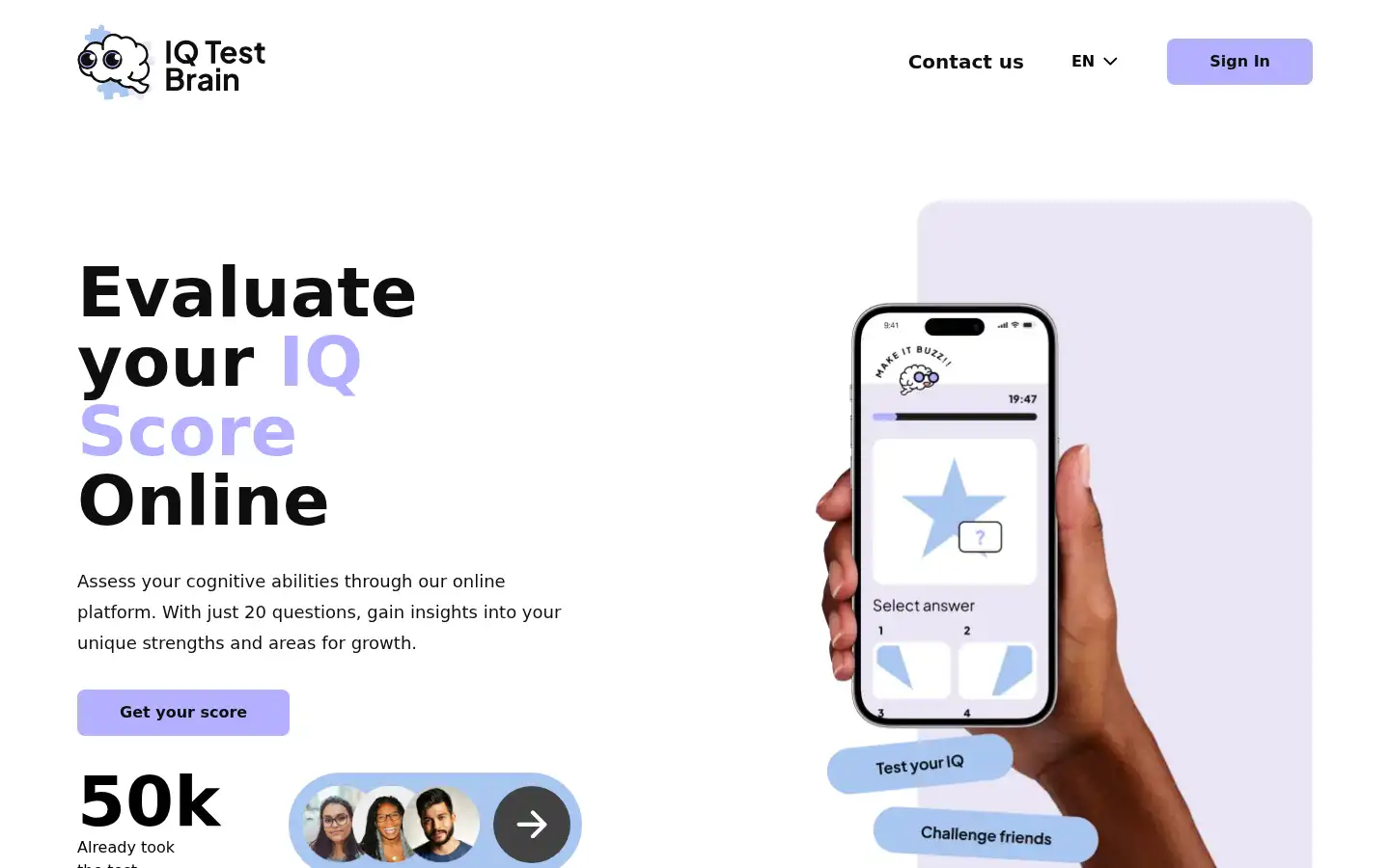 Screenshot of iqtestbrain.com