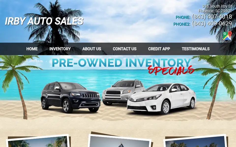 Screenshot of irbyautosales.com