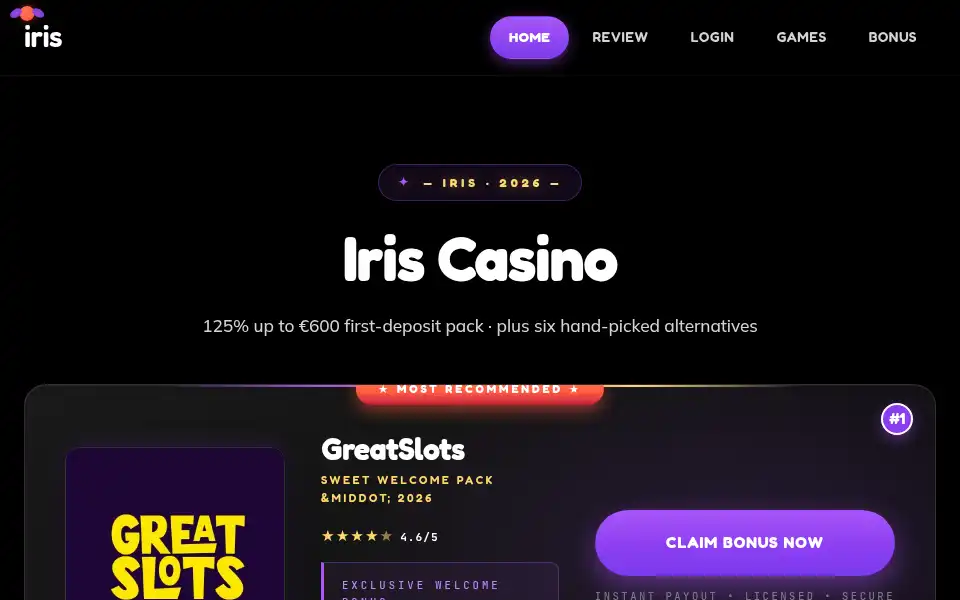 Screenshot of iris-casino.pro
