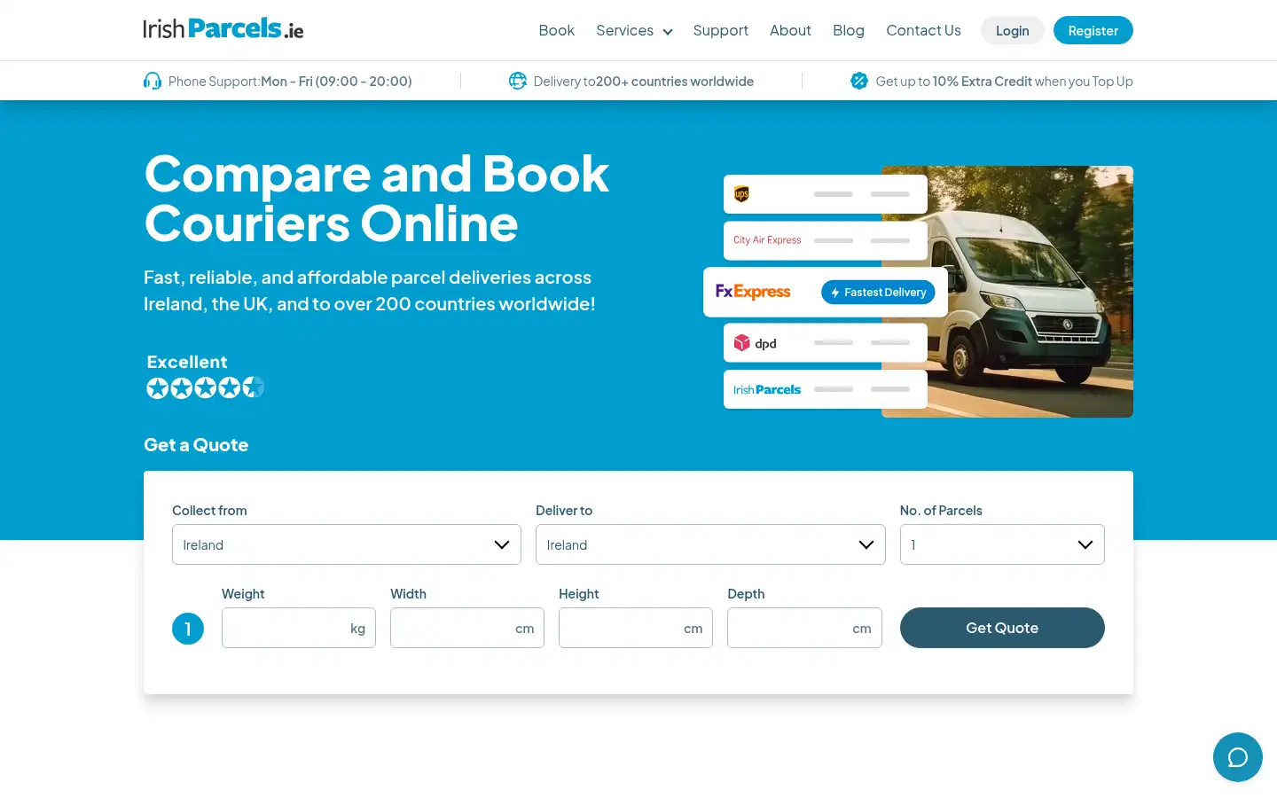 Screenshot of irishparcels.ie