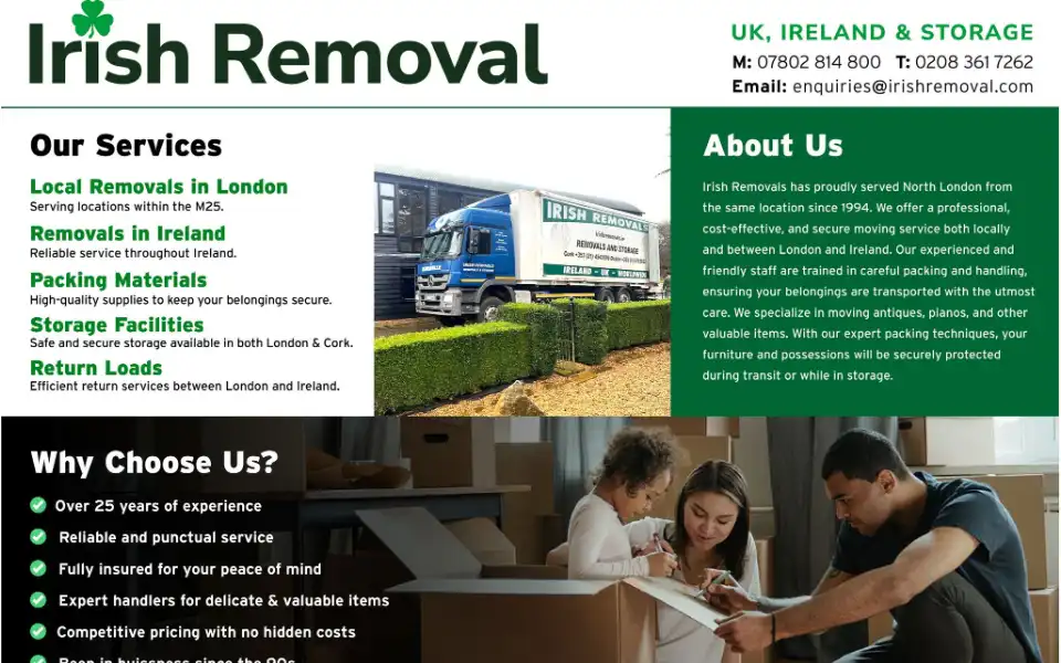 Screenshot of irishremoval.com