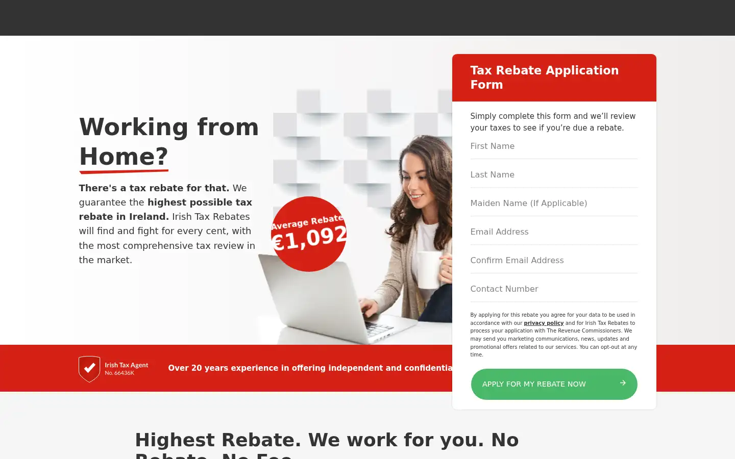 Screenshot of irishtaxrebates.ie