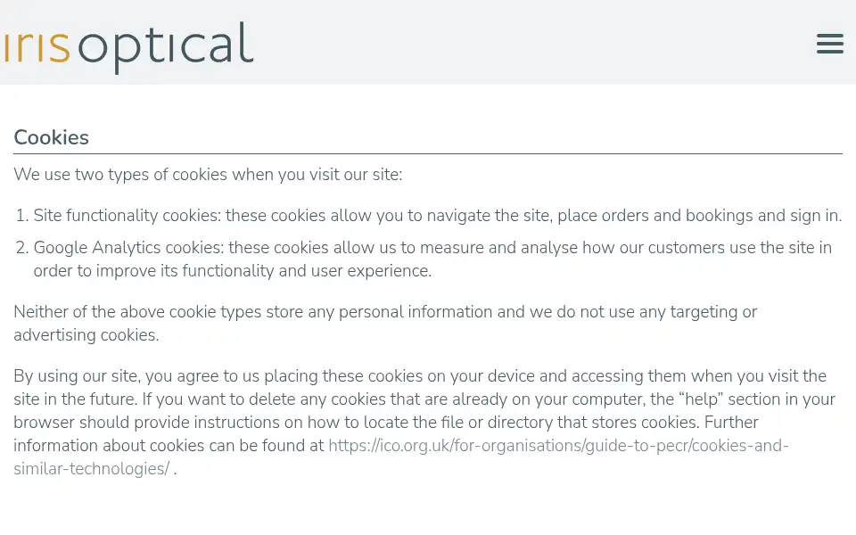 Screenshot of irisoptical.co.uk