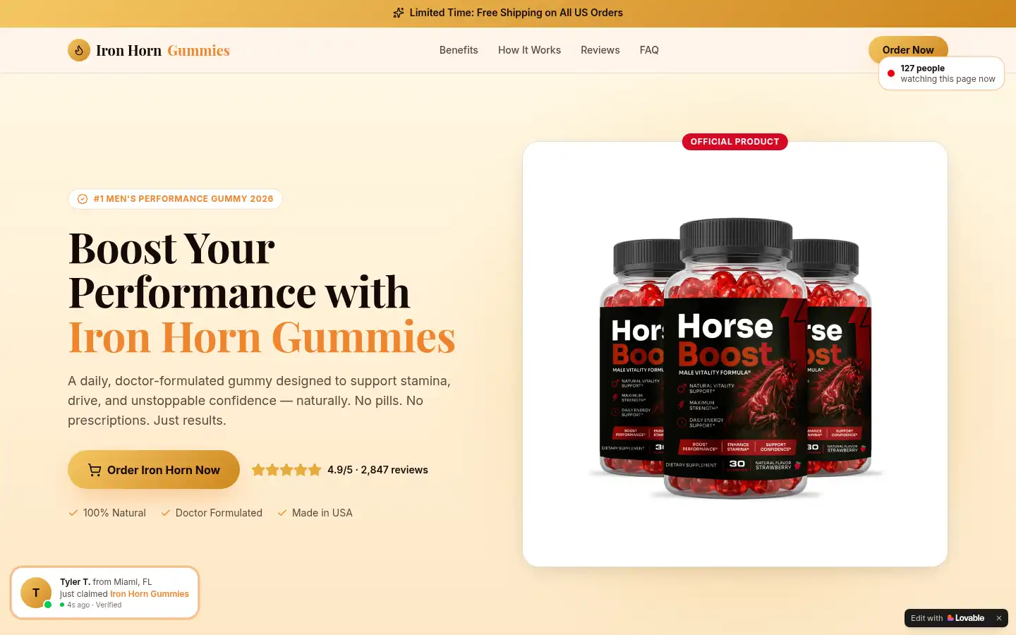 Screenshot of iron-horn.lovable.app
