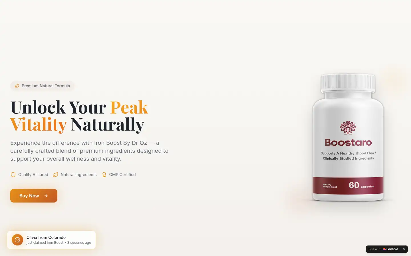 Screenshot of ironboost-dr-oz.lovable.app
