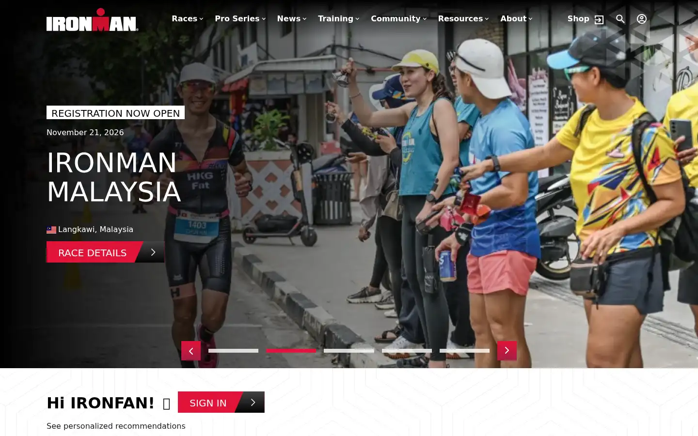 Screenshot of ironman.com