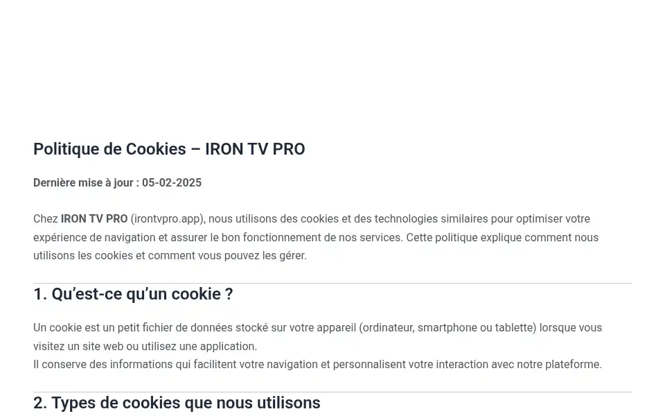 Screenshot of irontvpro.app