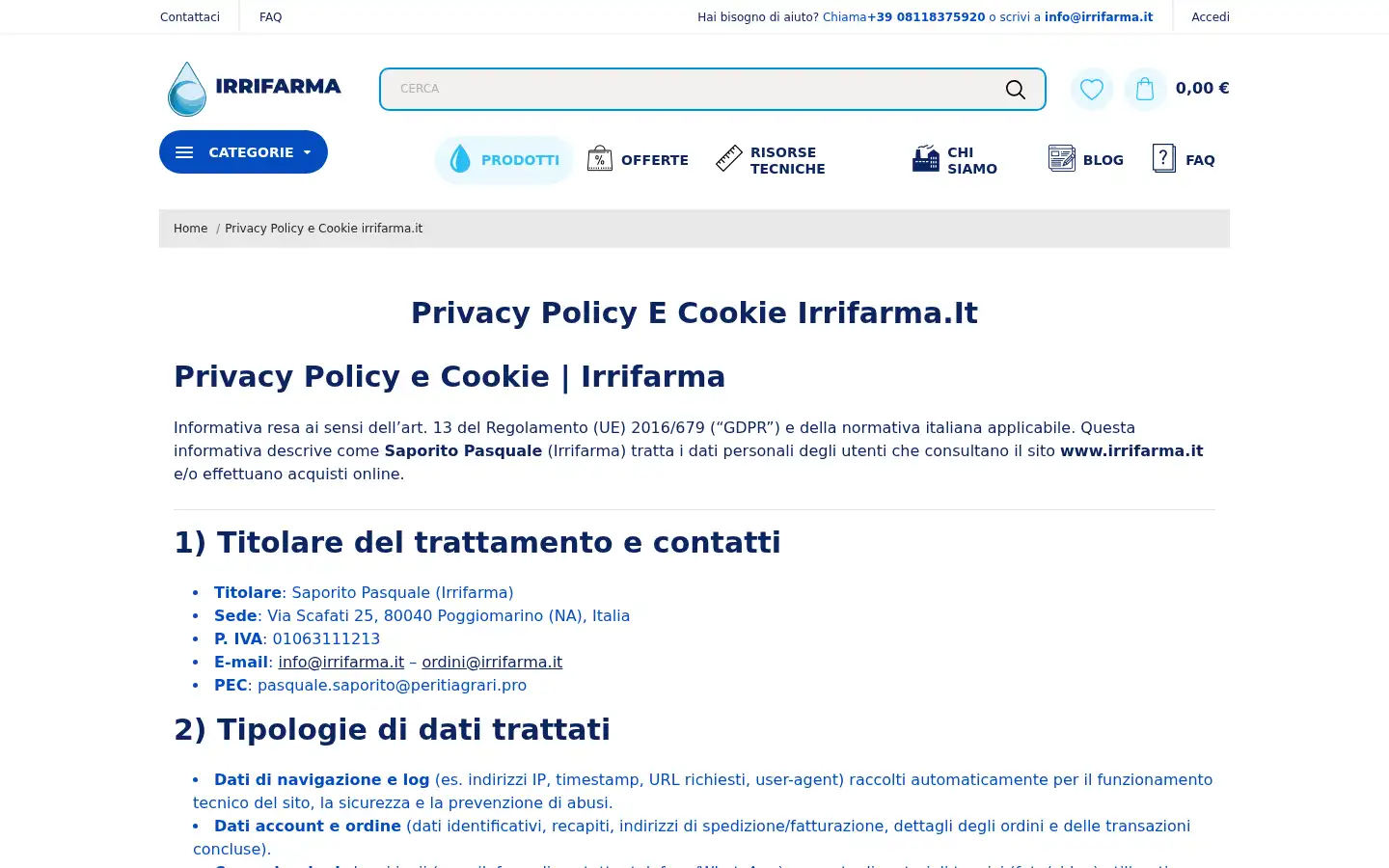 Screenshot of irrifarma.it