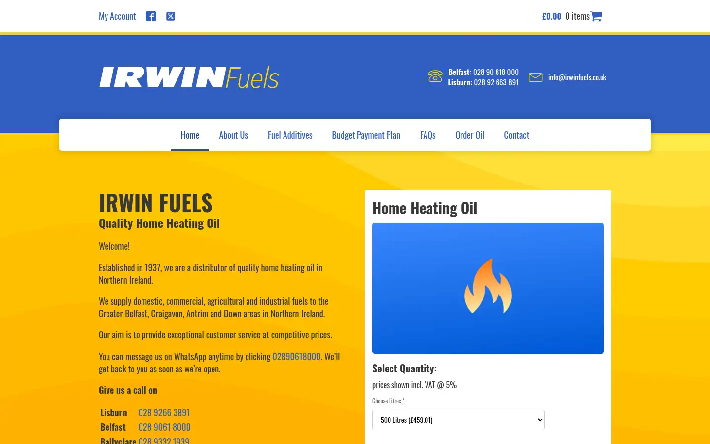 Screenshot of irwinfuels.co.uk