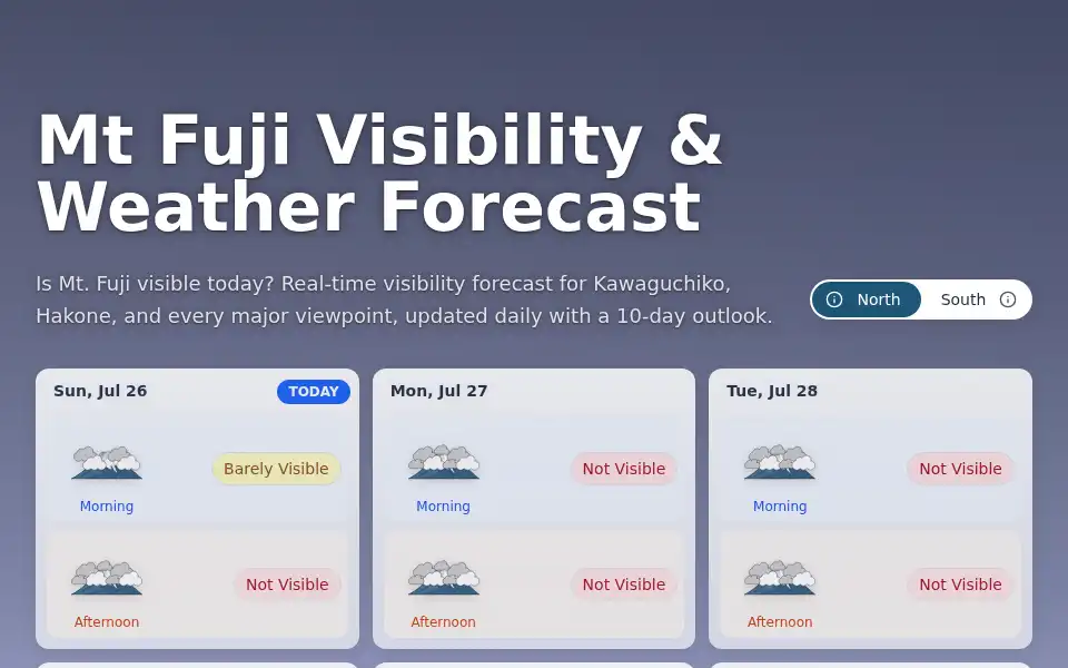 Screenshot of isfujivisible.com