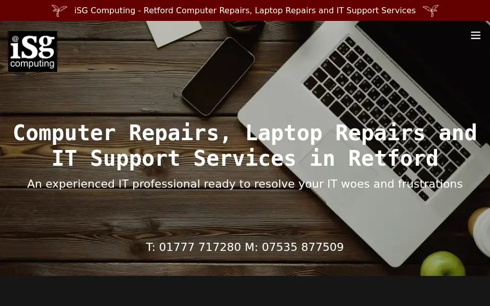 Screenshot of isgcomputing.co.uk