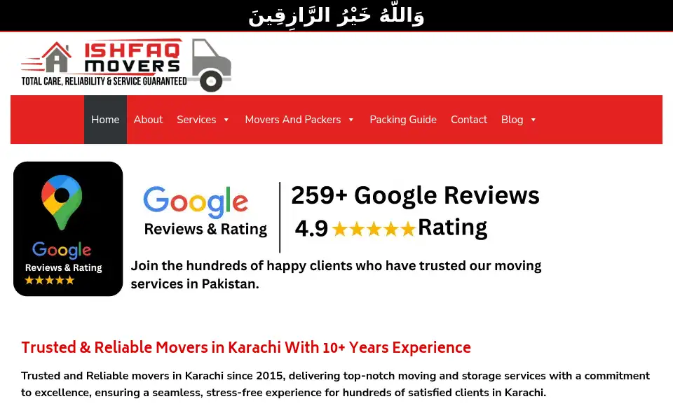 Screenshot of ishfaqmovers.com