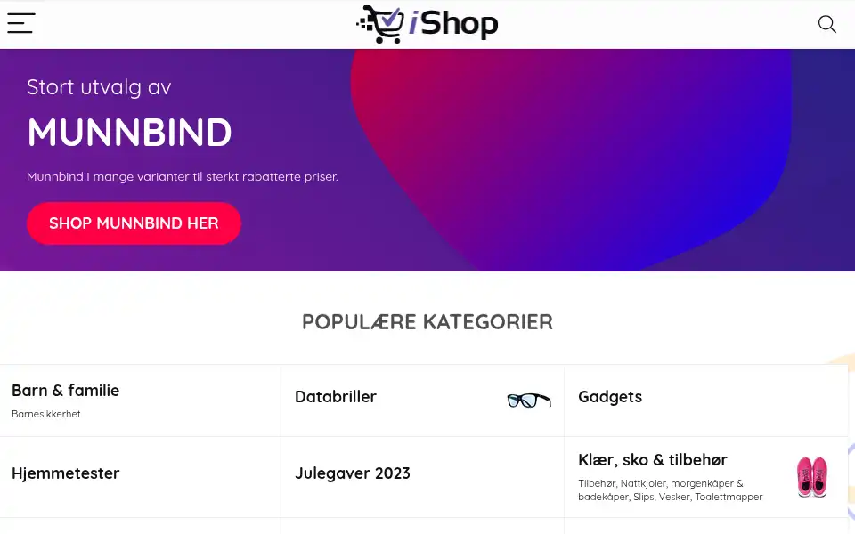 Screenshot of ishop.no