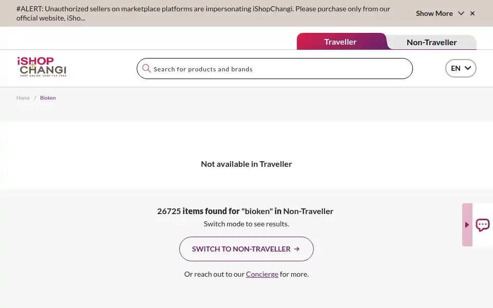 Screenshot of ishopchangi.com