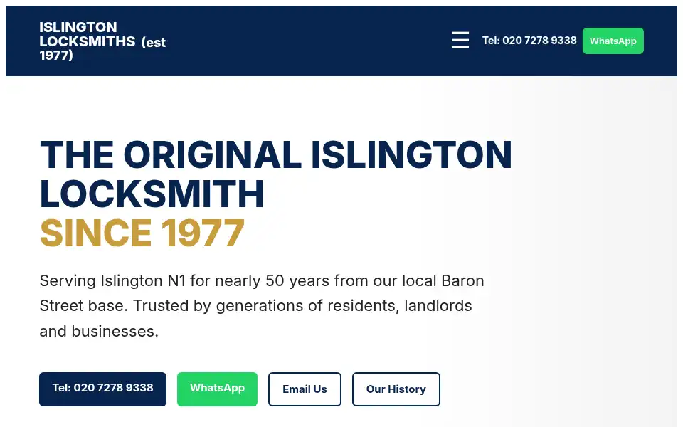 Screenshot of islingtonlocksmiths.co.uk