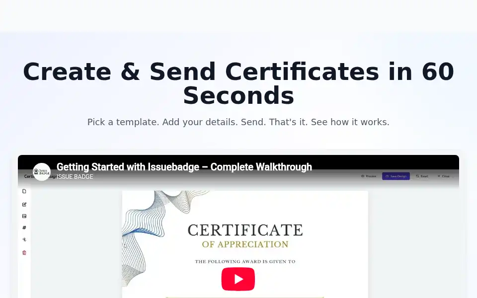 Screenshot of issuebadge.com