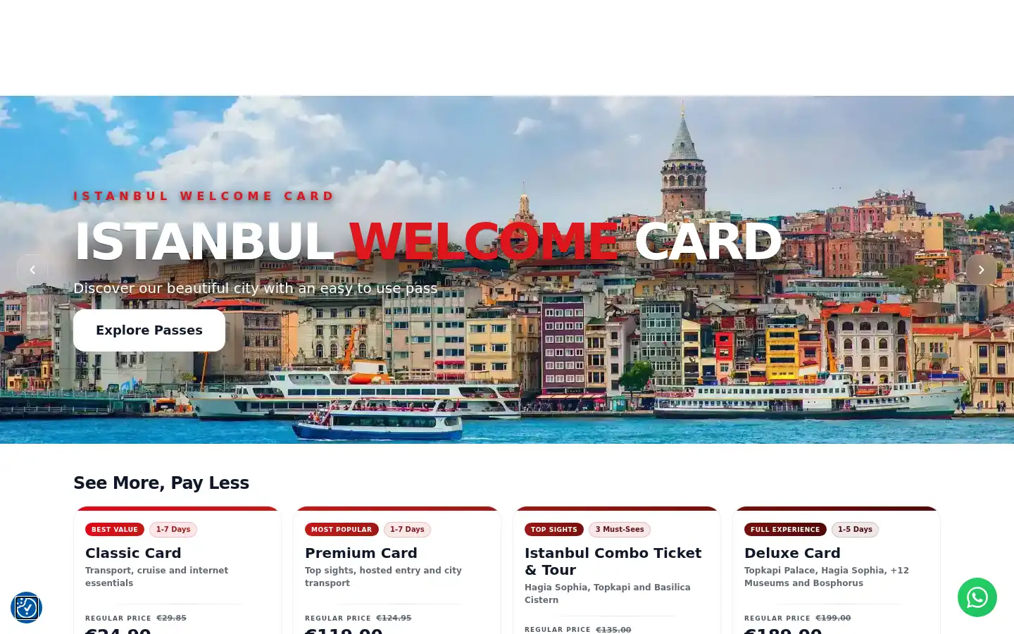 Screenshot of istanbulwelcomecard.com