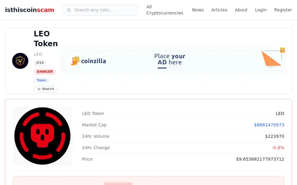 Screenshot of isthiscoinascam.com