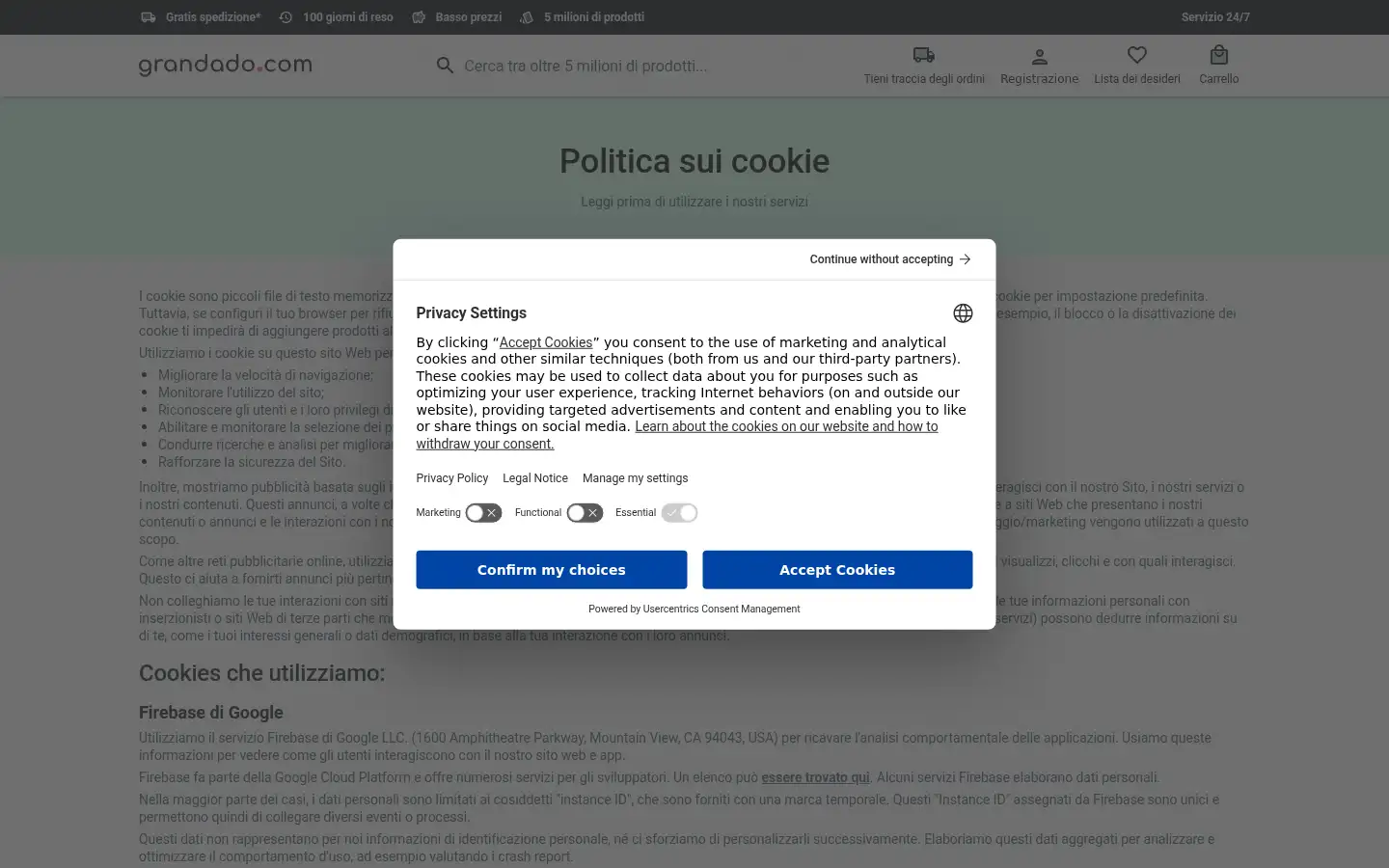 Screenshot of it.grandado.com