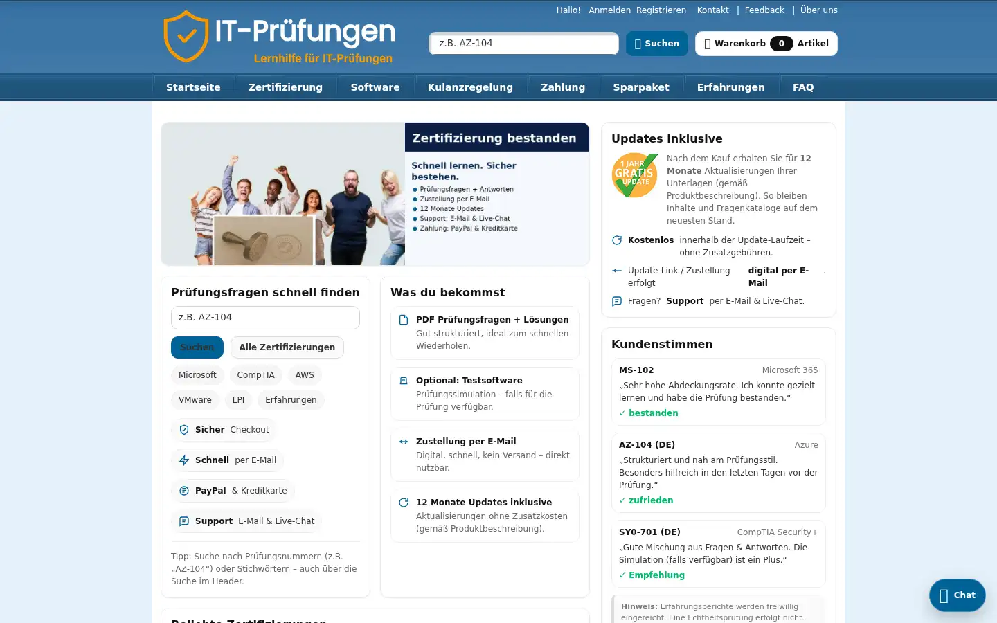Screenshot of it-pruefungen.de