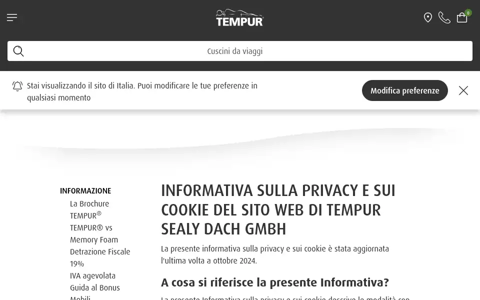 Screenshot of it.tempur.com